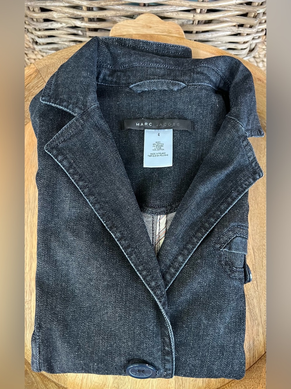 Marc Jacobs Y2K Dark Blue Denim Jean Jacket Blazer Women’s Size 4 Tailored - Picture 15 of 16
